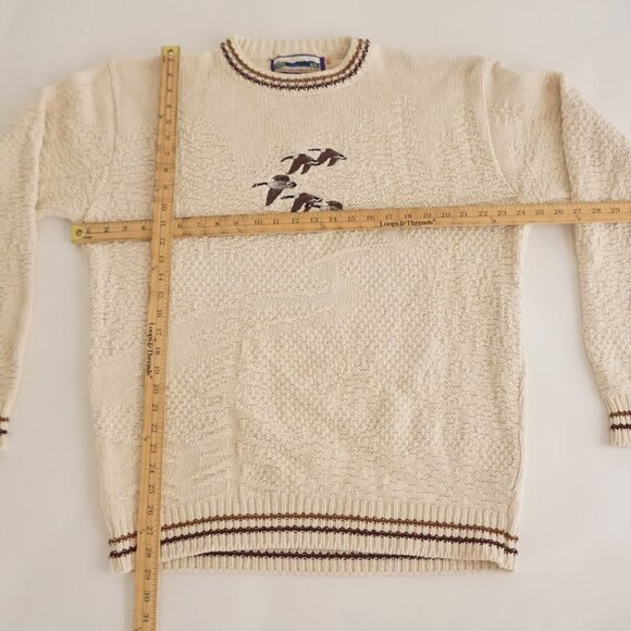 Vintage Shenandoah Sweater Cream Embroidered Geese Cabin Knit Rustic Outdoors XL - Picture 3 of 6